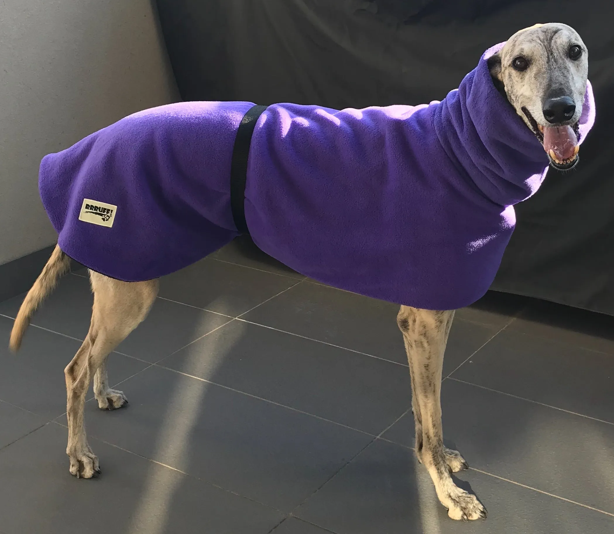 Purple Greyhound Deluxe coat rug thick polar fleece washable extra wide neck hoodie