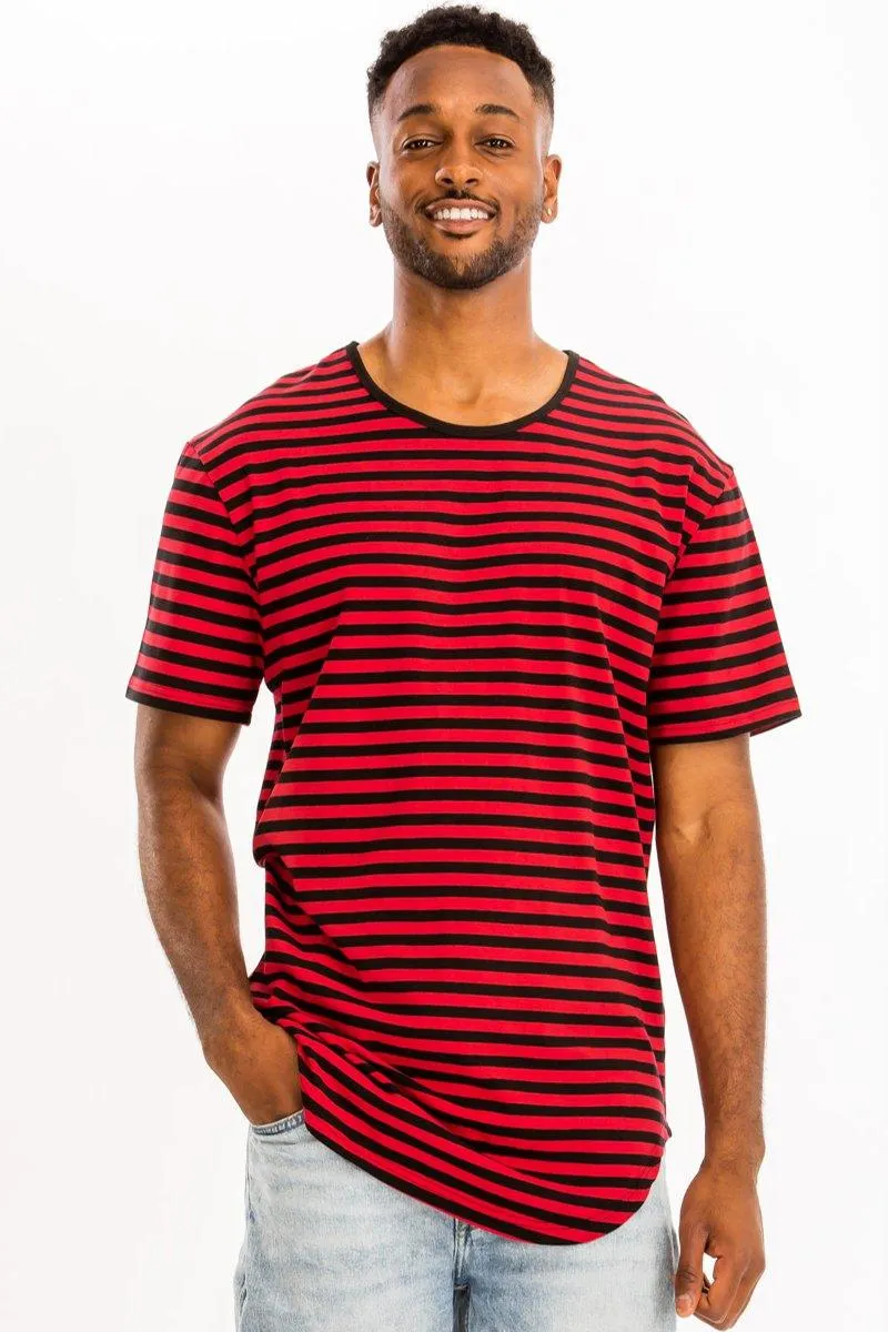 Red Striped Round Neck Tshirt