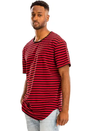 Red Striped Round Neck Tshirt