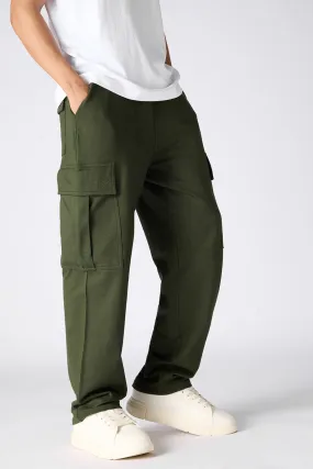 Relaxed Fit Cotton Knitted Men's Jogger Cargos - Bottle Green