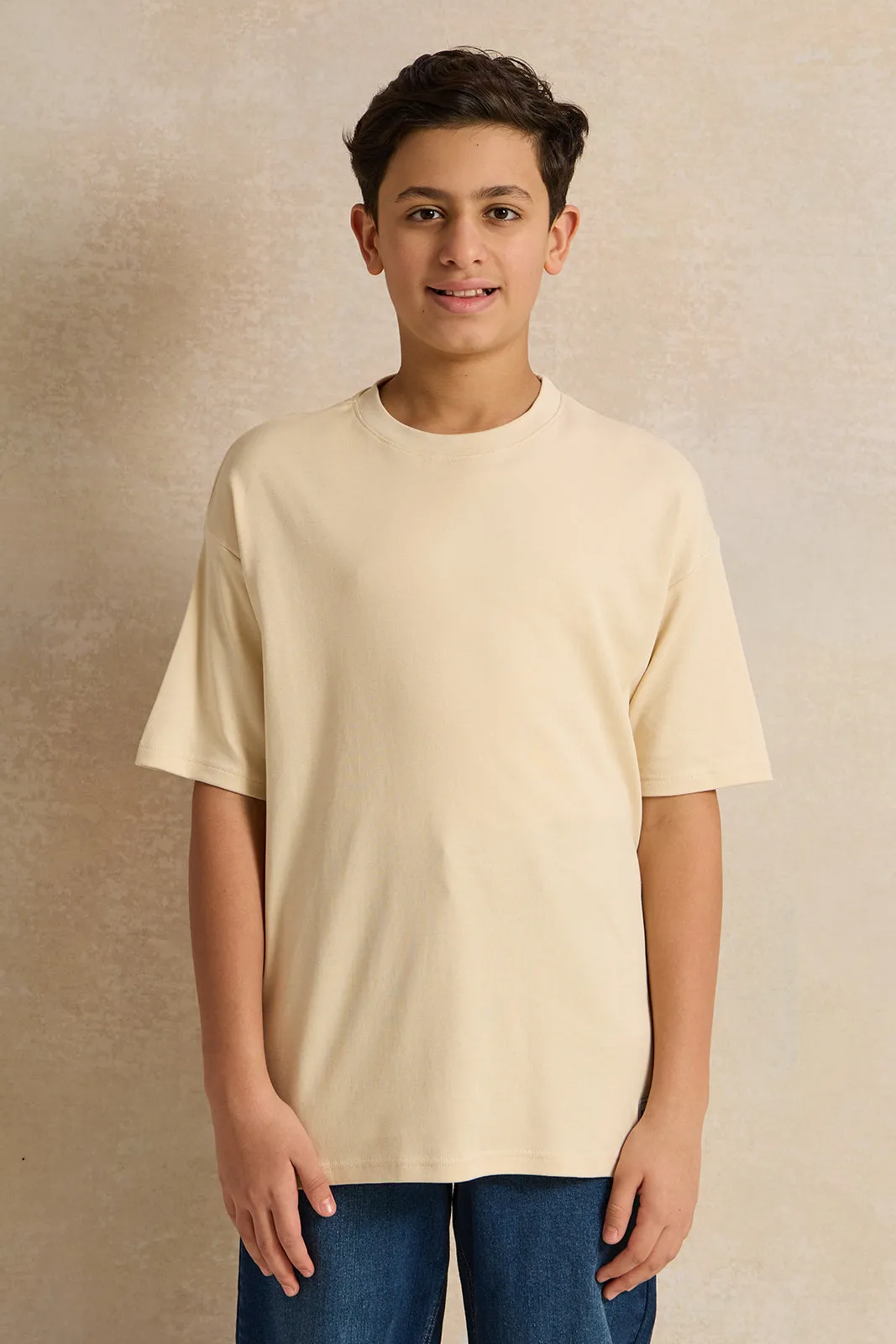 Senior Boys Beige Oversize T-Shirt