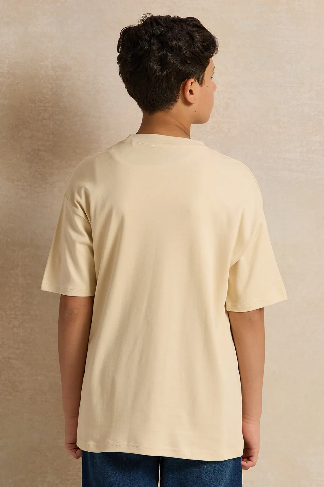 Senior Boys Beige Oversize T-Shirt