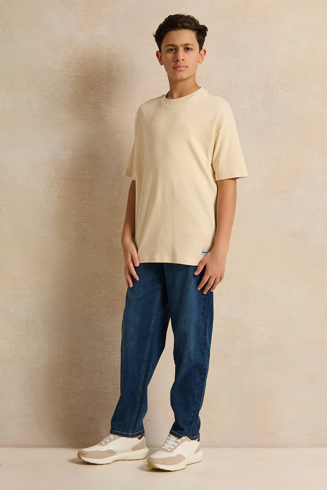 Senior Boys Beige Oversize T-Shirt