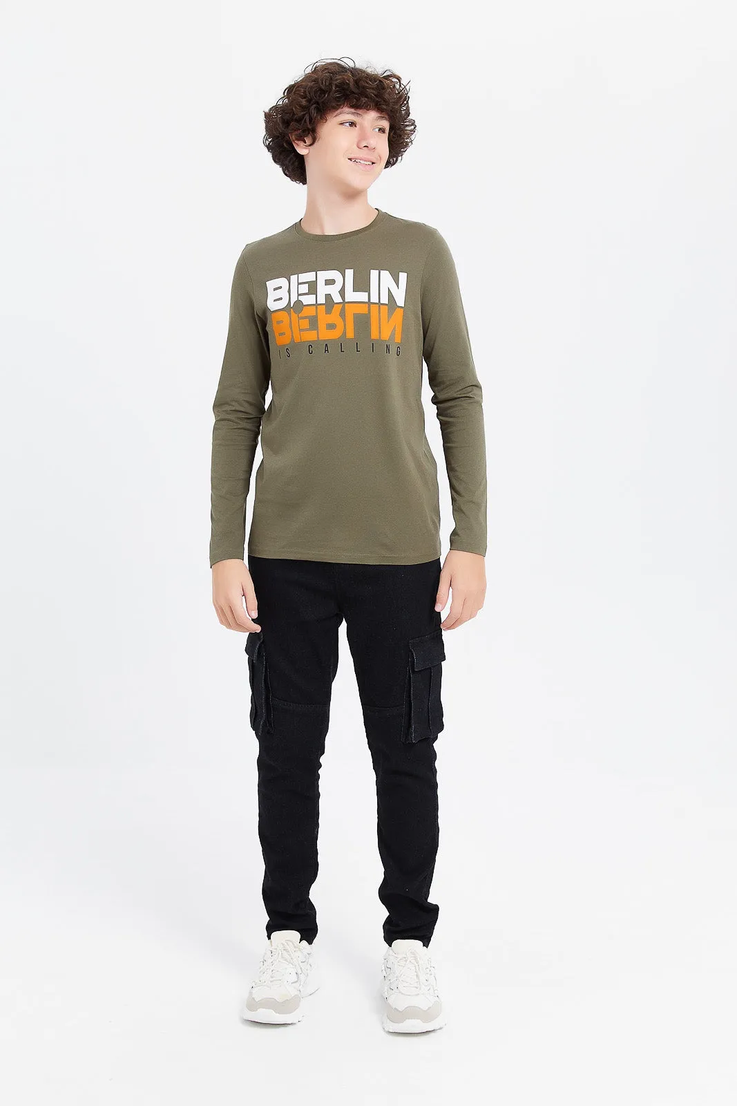 Senior Boys Olive Berlin Printed T-Shirt