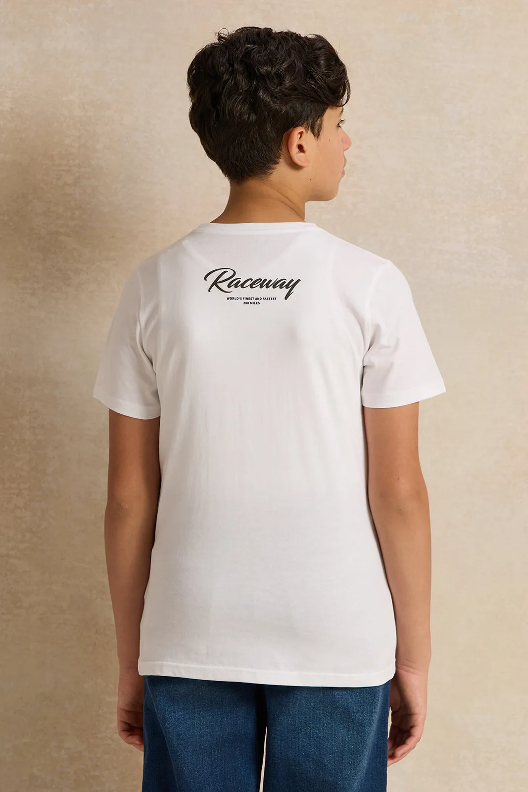 Senior Boys White Raceway Club T-Shirt