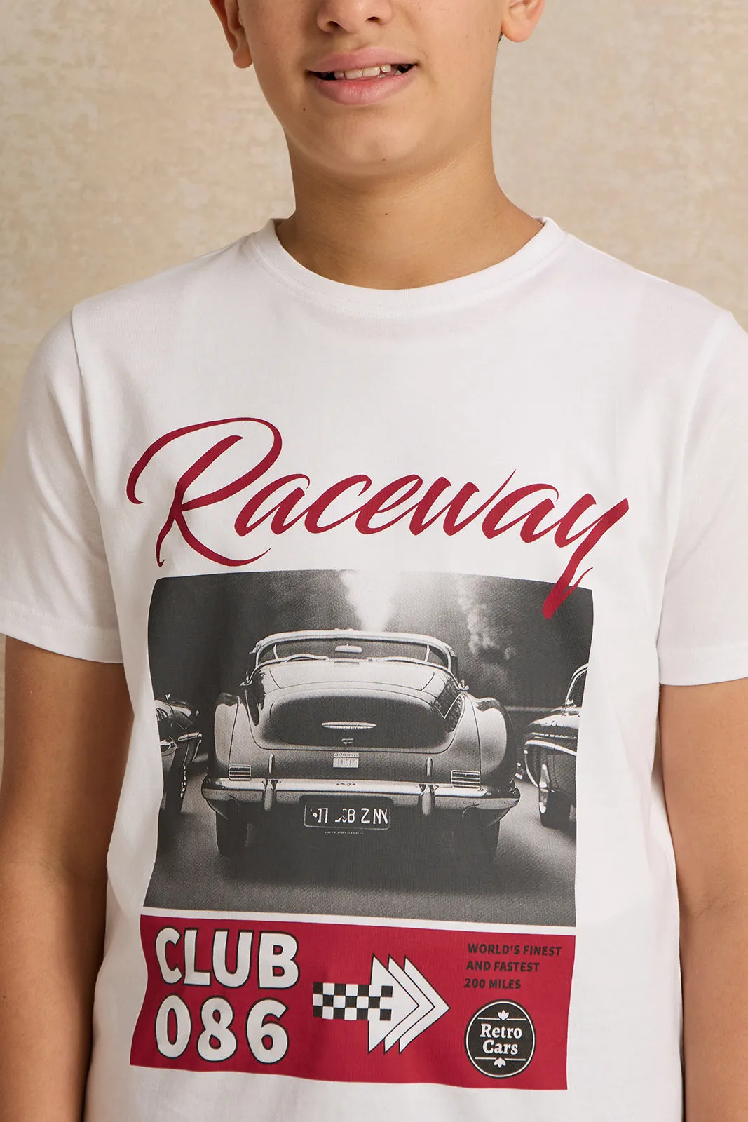 Senior Boys White Raceway Club T-Shirt