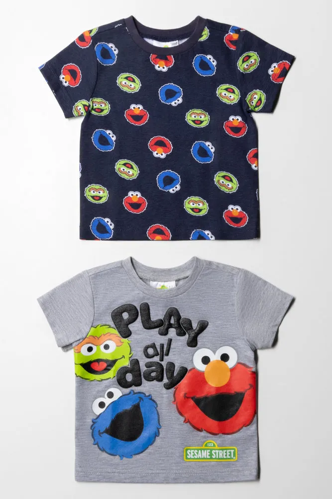 Sesame Street 2Pack T-Shirt Navy & Grey