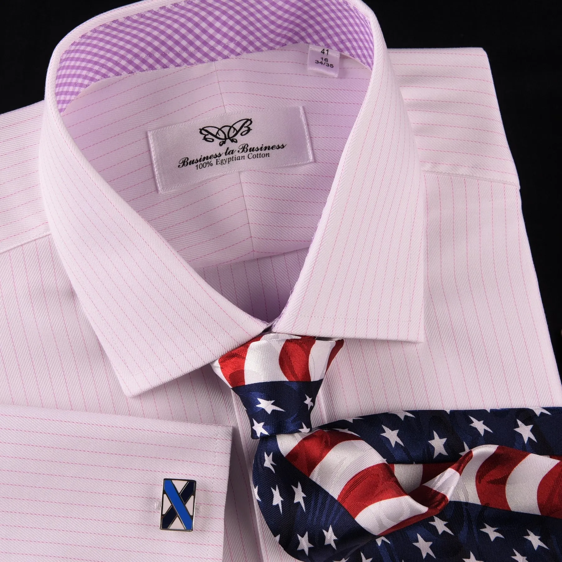 Sexy Pink Stripe Men's Twill Luxury Dress Shirt Business Formal Plaids & Checks in French Cuff with Spread Collar