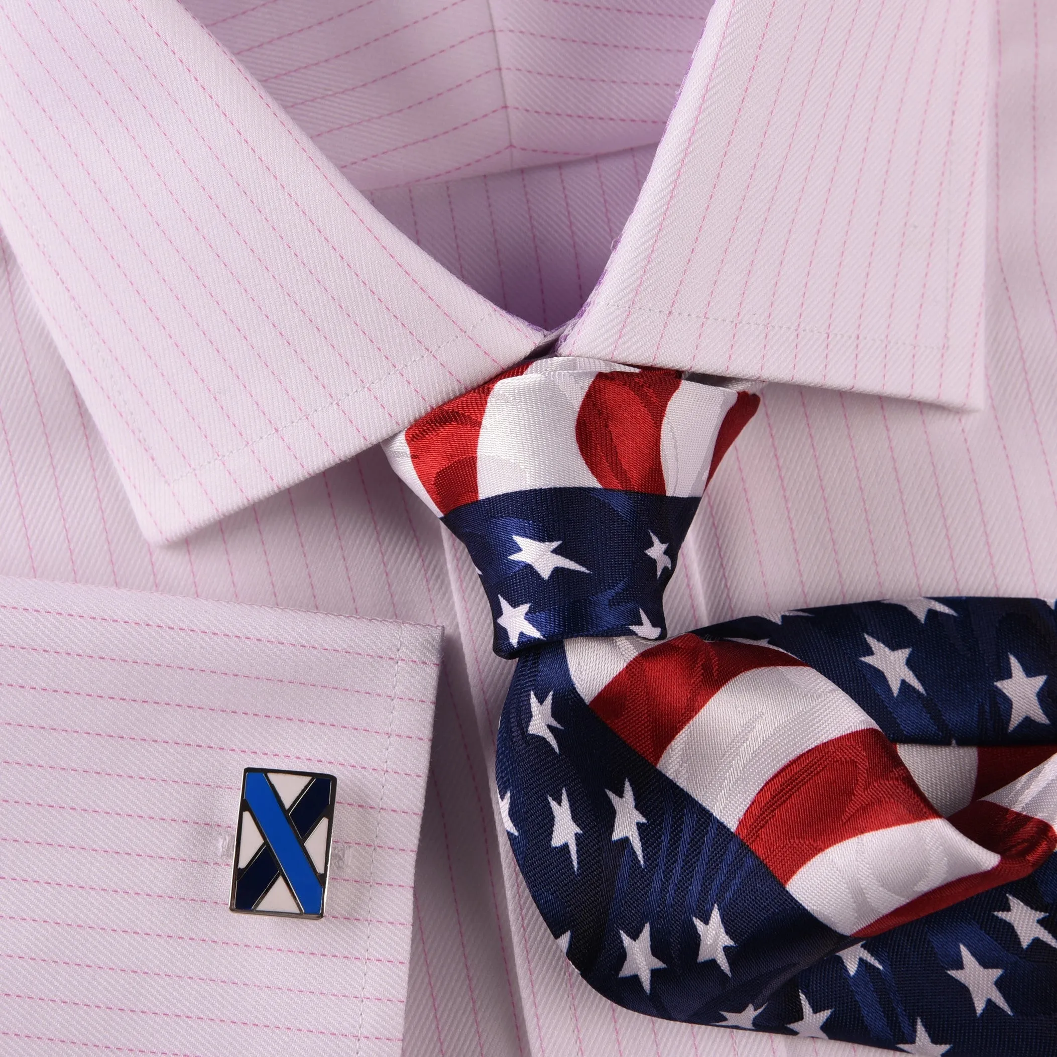 Sexy Pink Stripe Men's Twill Luxury Dress Shirt Business Formal Plaids & Checks in French Cuff with Spread Collar