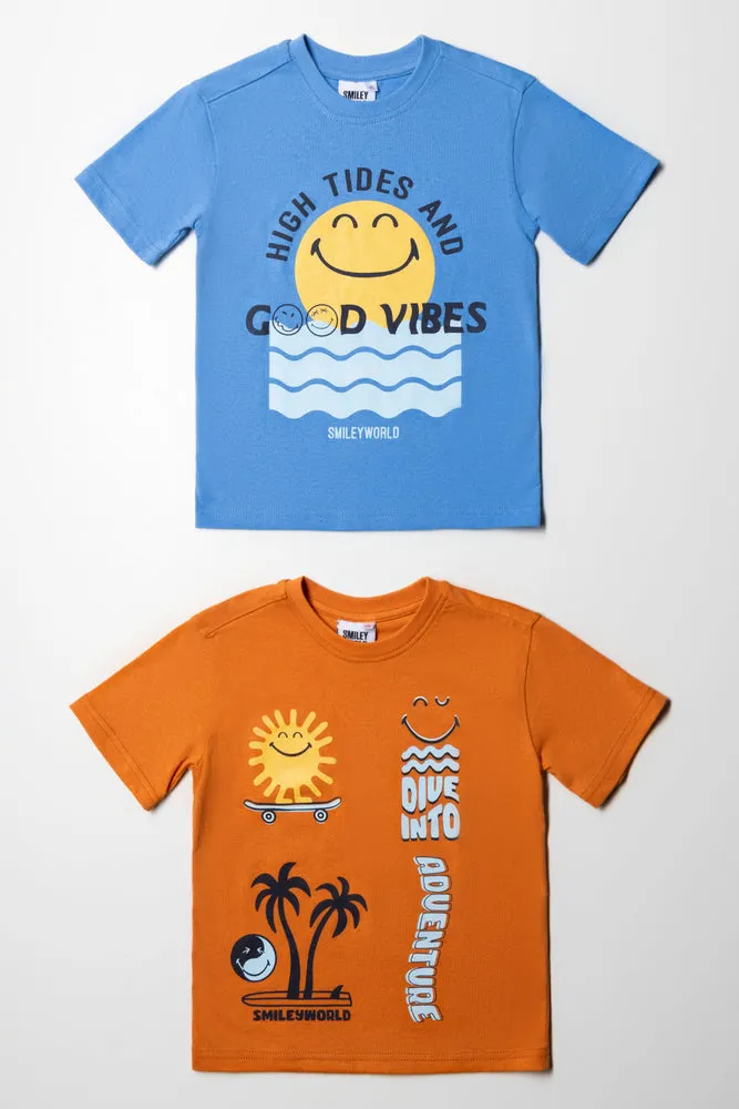 SmileyWorld 2 Pack T-Shirts Blue And Orange