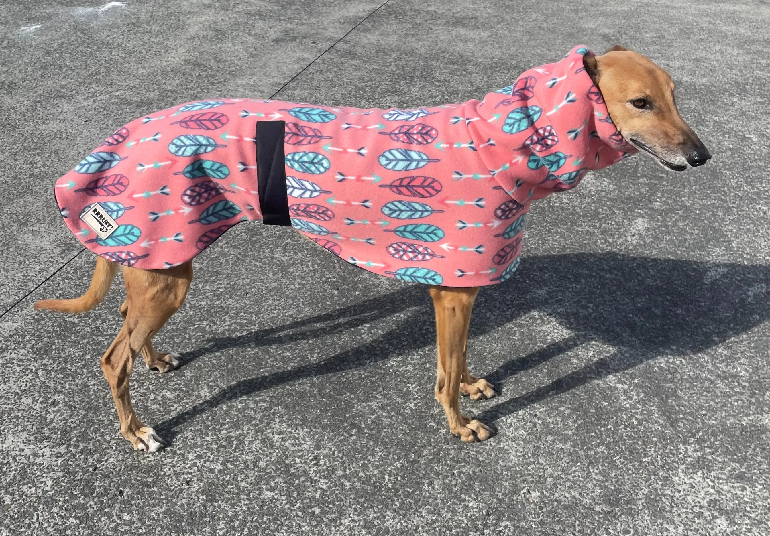 Stylish feathers greyhound coat rug snuggly polar fleece washable extra wide neck hoodie