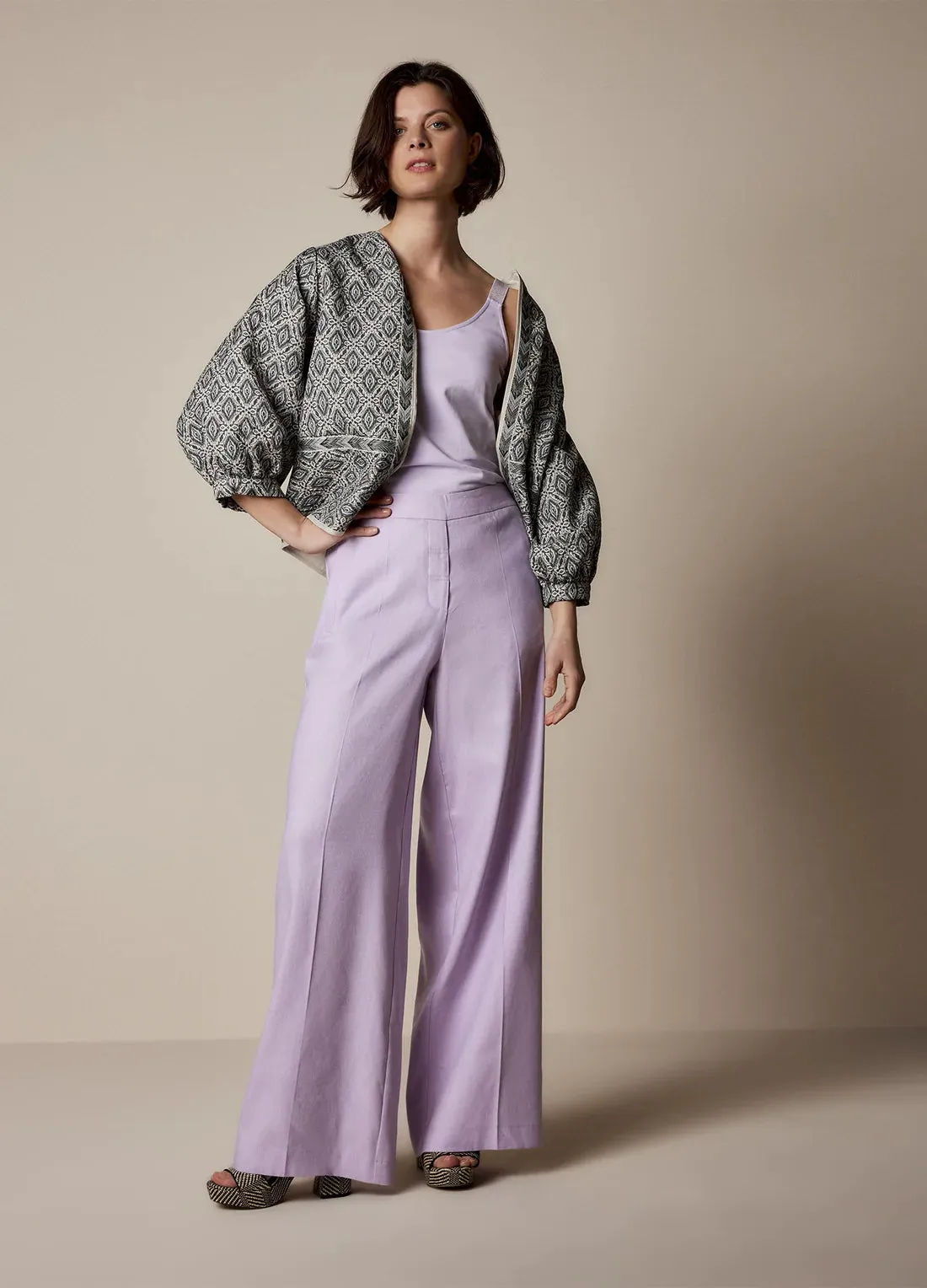 Summum Soft Orchid Trousers Linen Blend