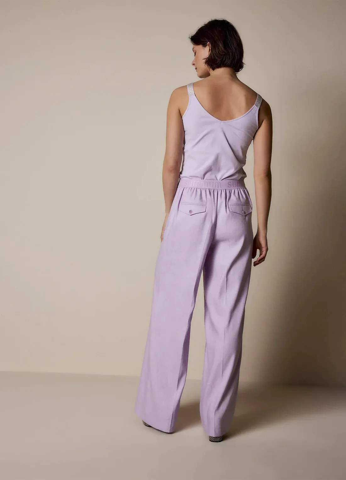 Summum Soft Orchid Trousers Linen Blend