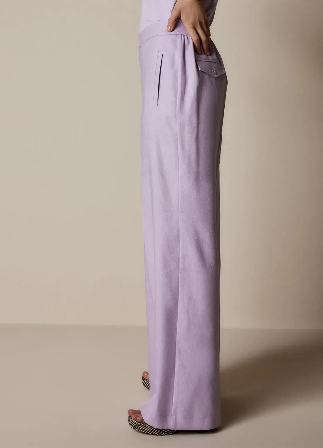 Summum Soft Orchid Trousers Linen Blend