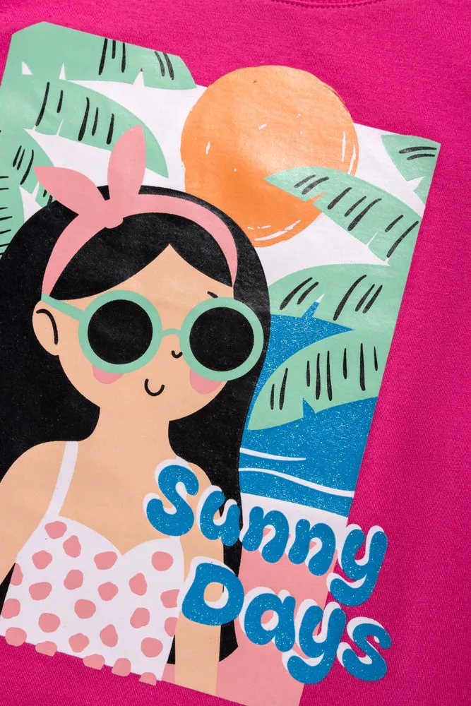 Sunny Days Short Sleeve T-Shirt Bright Pink