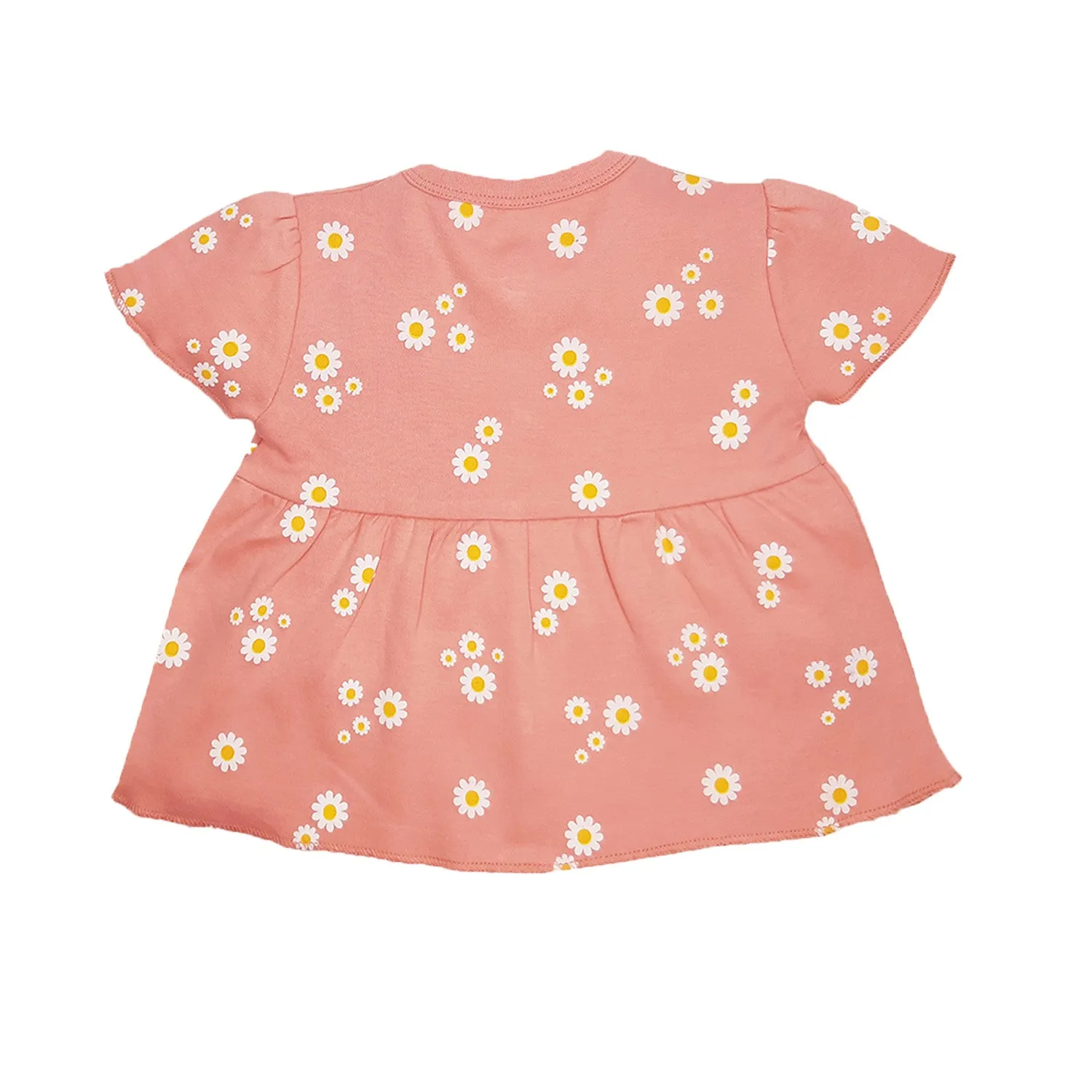 Top Half Sleeves Girls Yoke Style - Peach Daisy