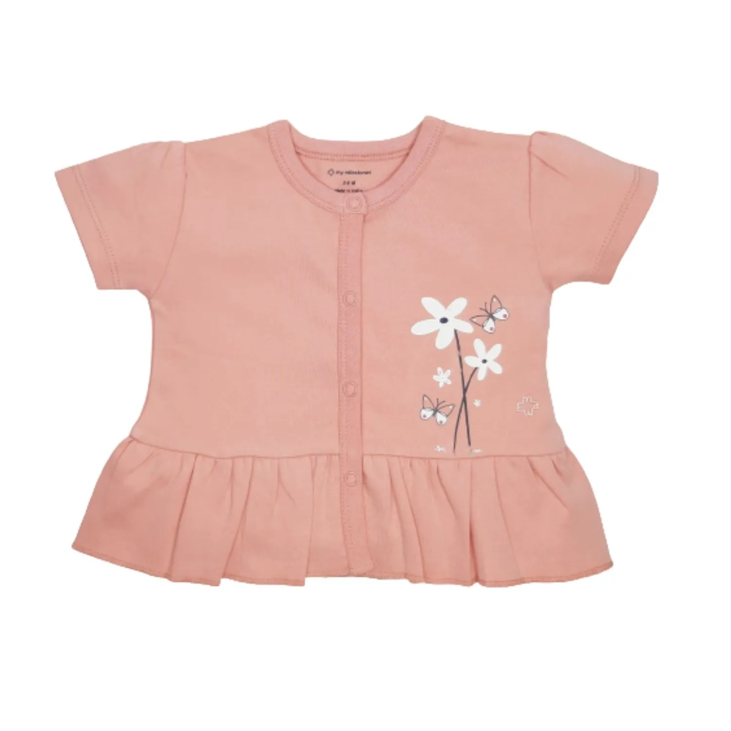 Tops Half Sleeves Girls Peach/Aqua - 2Pc Set