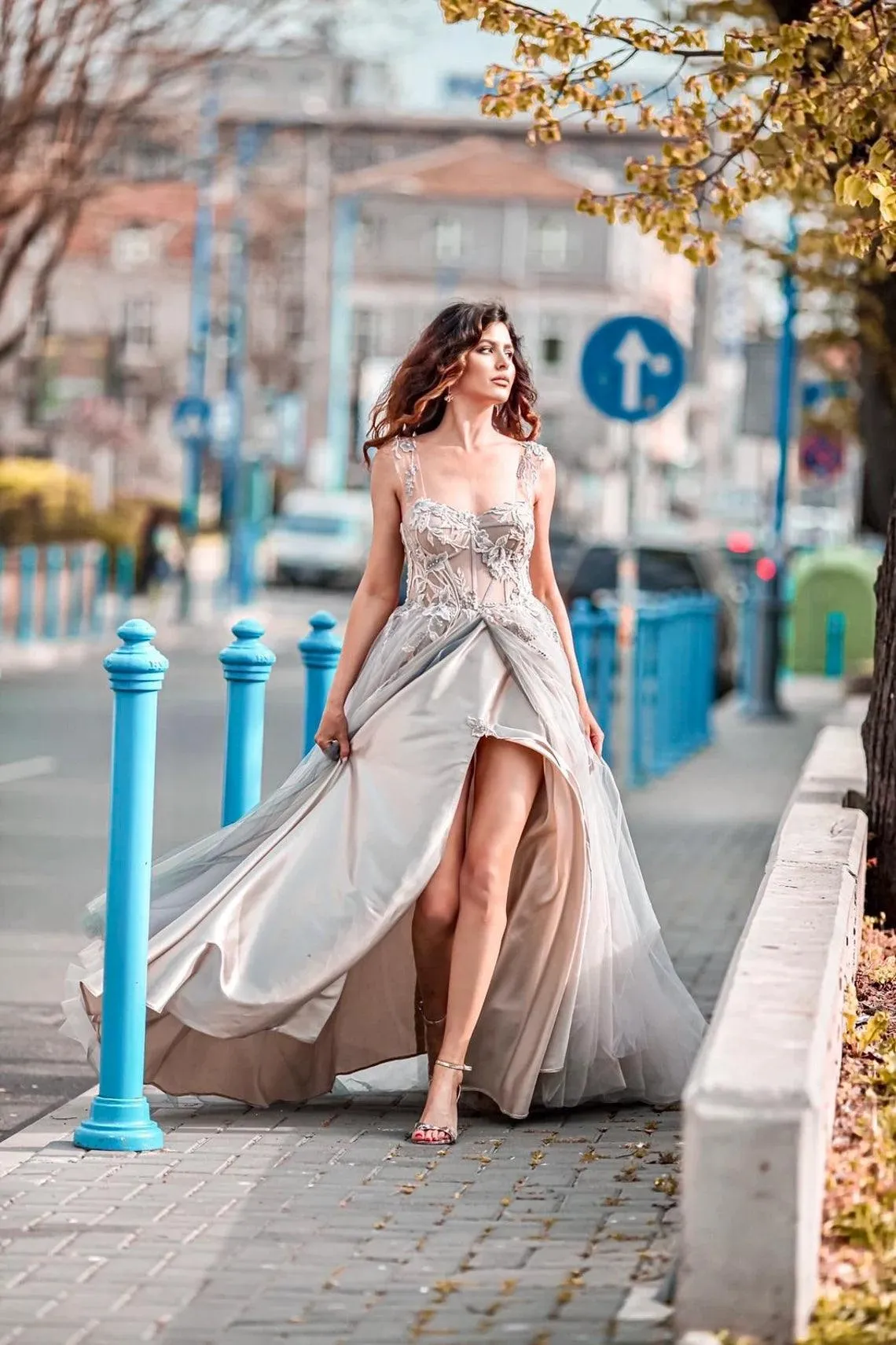 Whimsical Floral Embroidered Gown