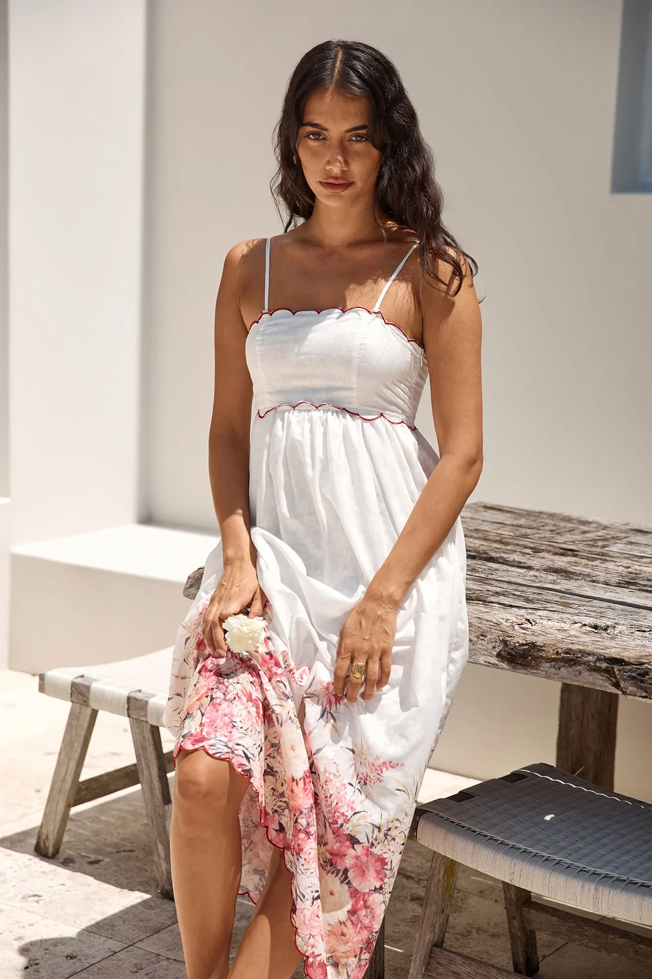 Whimsical Moments Midi Dress White