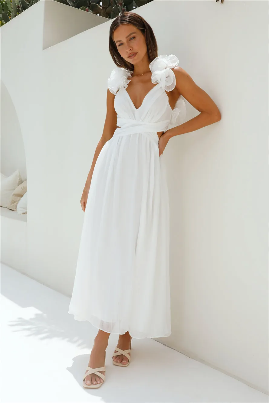 Whimsical Romance Midi Dress White