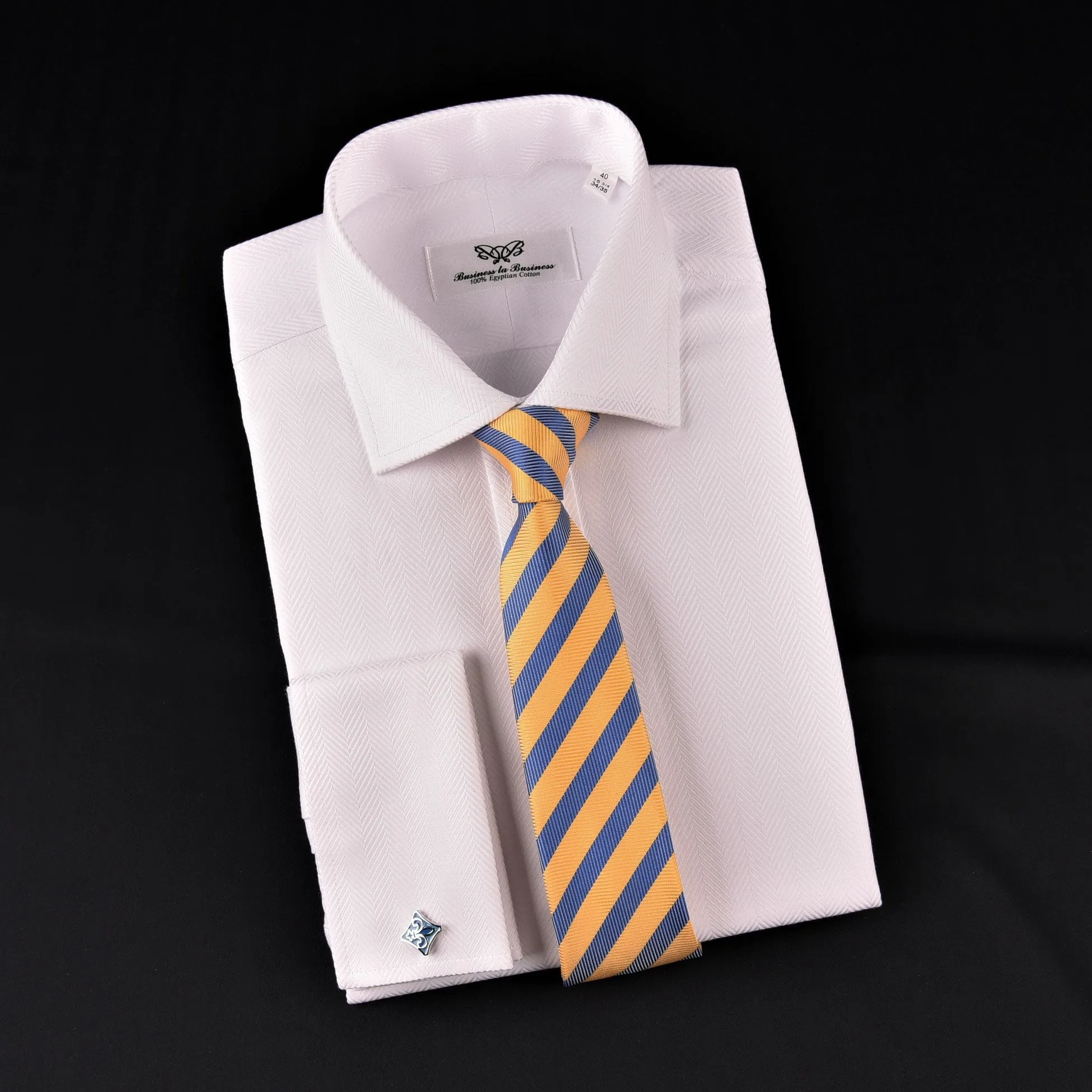 White Herringbone Twill Business Dress Shirt Formal Luxury Fashion