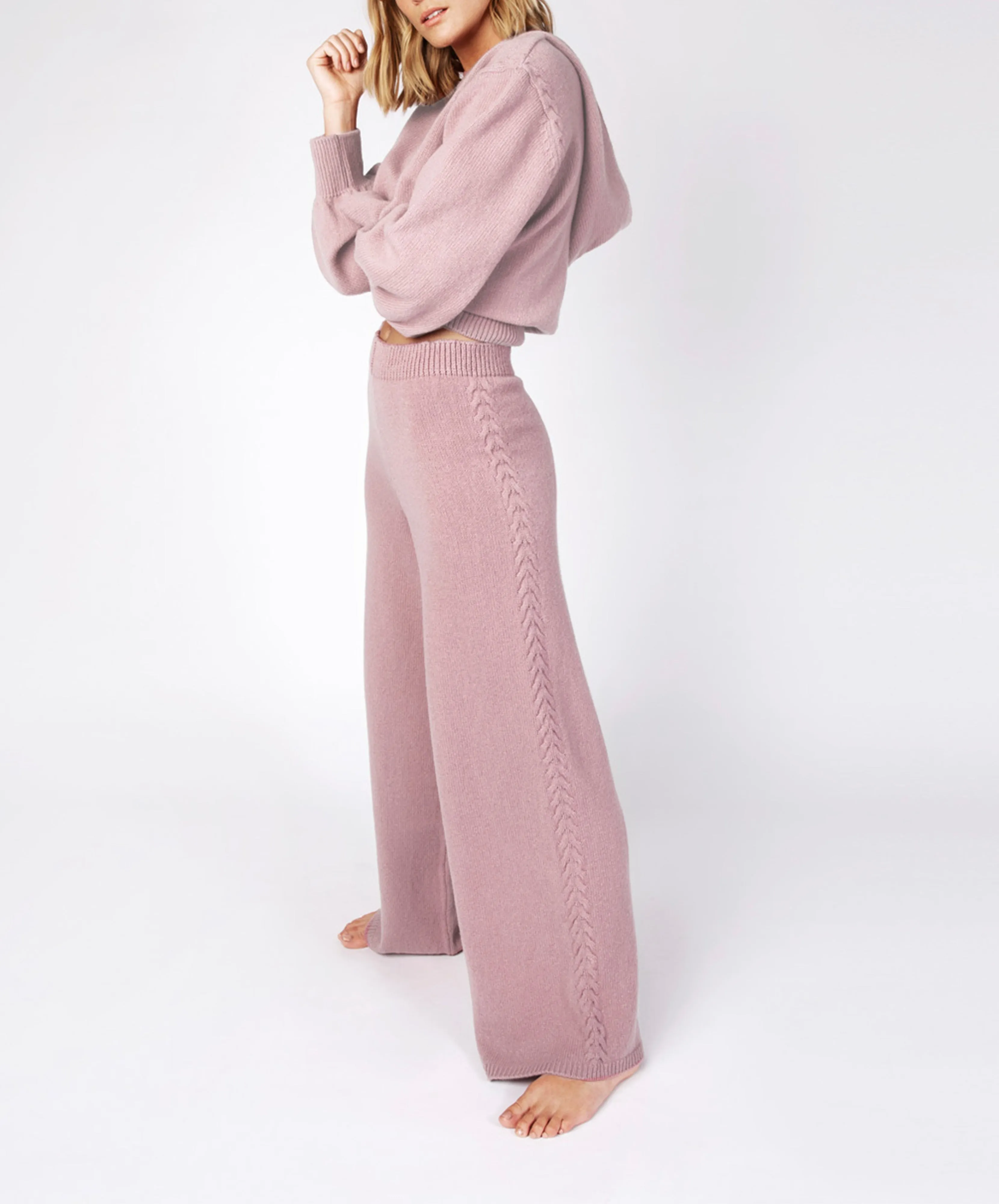 Wide Leg Jersey Trousers Mauve