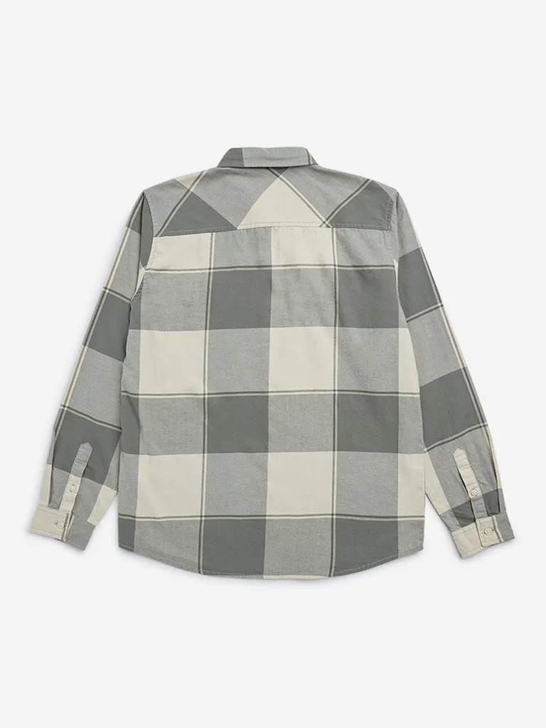 Y&F Kids Sage Checks Pattern Cotton Shirt